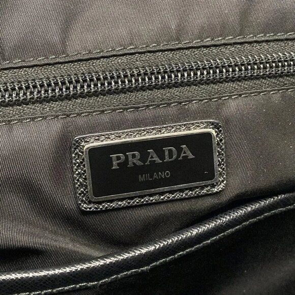 PRADA - Black Nylon Saffiano Leather Backpack - Picture 7 of 16